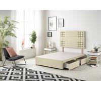Somnior Beds Somnior Flexby Linen Beige Divan Bed Base With 4 Drawers And Headboard - Small Double