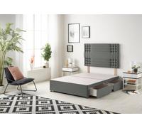 Somnior Beds Somnior Flexby Linen Grey Divan Bed Base With 2 Drawers And Headboard - Small Single