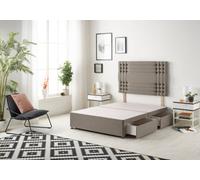 Somnior Beds Somnior Flexby Tweed Coffee Divan Bed Base With 2 Drawers And Headboard - Super King