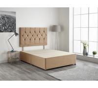 Somnior Beds Ziggy 2Ft6 Small Single Divan Bed Base With 32" Headboard - Beige Plush Velvet