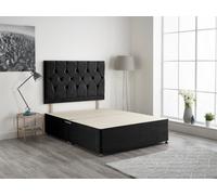 Somnior Beds Ziggy 4Ft6 Double Divan Bed Base With 32" Headboard - Black Plush Velvet