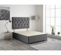 Somnior Beds Ziggy 4Ft6 Double Divan Bed Base With 32" Headboard - Charcoal Plush Velvet