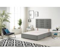 Somnior Bliss Divan Bed Base with Headboard Linen Fabric in Silver | Size: Small Double