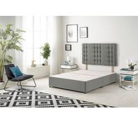 Somnior Bliss Divan Bed Base with Headboard Linen Fabric in Silver | Size: Small Double Somnior Silver Small Double