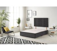 Somnior Bliss Divan Bed Base with Headboard Plush Velvet in Black | Size: Double Somnior Black Double