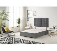 Somnior Bliss Divan Bed Base with Headboard Plush Velvet in Light Grey | Size: Double Somnior Light Grey Double