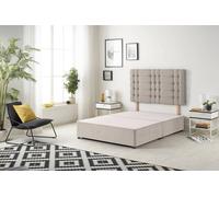 Somnior Bliss Divan Bed Base With Headboard Plush Velvet In Stone Stone