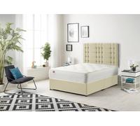 Somnior Bliss Divan Bed With Sprung Memory Foam Mattress And Headboard Linen Fabric In Cream