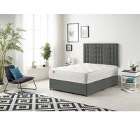 Somnior Bliss Divan Bed With Sprung Memory Foam Mattress And Headboard Linen Fabric In Dark Grey Dark Grey