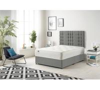 Somnior Bliss Divan Bed With Sprung Memory Foam Mattress And Headboard Linen Fabric In Silver Silver