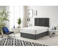Somnior Bliss Divan Bed With Sprung Memory Foam Mattress And Headboard Tweed Fabric In Charcoal Charcoal