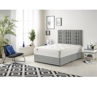 Somnior Bliss Divan Bed With Sprung Memory Foam Mattress And Headboard Tweed Fabric In Grey Grey