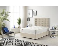 Somnior Bliss Divan Bed With Sprung Memory Foam Mattress And Headboard Tweed Fabric In Natural Natural