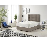 Somnior Bliss Divan Bed with Sprung Memory Foam Mattress & Headboard Tweed Fabric in Brown | Size: Double