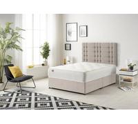 Somnior Bliss Plush Divan Bed With Sprung Memory Foam Mattress And Headboard Plush Fabric In Stone Stone