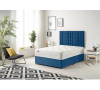 Somnior Bliss Plush Divan Bed with Sprung Memory Foam Mattress & Headboard Plush Fabric in Navy | Size: Small Single Somnior Navy Small Single