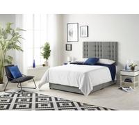 Somnior Bliss Sprung Memory Foam 2 Drawer Divan Bed Set With Upholstered Headboard Linen Fabric In Silver Silver