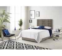 Somnior Bliss Sprung Memory Foam 2 Drawer Divan Bed Set with Upholstered Headboard Tweed Fabric in Brown | Size: Super King
