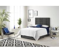 Somnior Bliss Sprung Memory Foam 2 Drawer Divan Bed Set with Upholstered Headboard Tweed Fabric in Charcoal | Size: Single