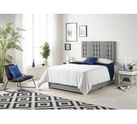 Somnior Bliss Sprung Memory Foam 2 Drawer Divan Bed Set With Upholstered Headboard Tweed Fabric In Grey Grey