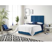 Somnior Bliss Sprung Memory Foam 2 Drawer Divan Bed with Upholstered Headboard Plush Velvet in Navy | Size: Single