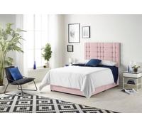 Somnior Bliss Sprung Memory Foam 2 Drawer Divan Bed with Upholstered Headboard Plush Velvet in Pink | Size: Small Double