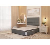 Somnior Chambery 2 Draw Divan Bed Frame with Headboard Linen Fabric in Mid Grey | Size: Small Single Somnior Mid Grey Small Single