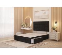 Somnior Chambery 2 Draw Divan Bed Frame with Headboard Plush Velvet in Black | Size: King Somnior Black King