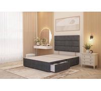 Somnior Chambery 2 Draw Divan Bed Frame with Headboard Plush Velvet in Charcoal | Size: Double