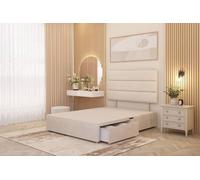 Somnior Chambery 2 Draw Divan Bed Frame With Headboard Plush Velvet In Ivory Ivory