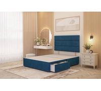 Somnior Chambery 2 Draw Divan Bed Frame With Headboard Plush Velvet In Navy Navy