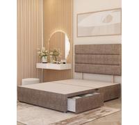 Somnior Chambery 2 Draw Divan Bed Frame With Headboard Tweed Fabric In Brown Brown