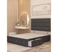 Somnior Chambery 2 Draw Divan Bed Frame with Headboard Tweed Fabric in Charcoal | Size: Super King