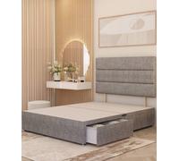 Somnior Chambery 2 Draw Divan Bed Frame with Headboard Tweed Fabric in Grey | Size: Double