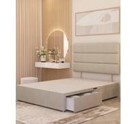 Somnior Chambery 2 Draw Divan Bed Frame With Headboard Tweed Fabric In Natural Natural