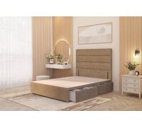 Somnior Chambery Divan Bed Frame 2 Draw With Floor Standing Headboard Velvet In Beige Beige