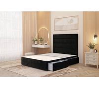 Somnior Chambery Divan Bed Frame 2 Draw With Floor Standing Headboard Velvet In Black Black
