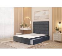 Somnior Chambery Divan Bed Frame 2 Draw With Floor Standing Headboard Velvet In Charcoal Charcoal