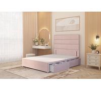 Somnior Chambery Divan Bed Frame 2 Draw with Floor Standing Headboard Velvet in Pink | Size: Double Somnior Pink Double