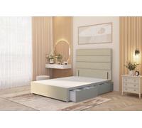 Somnior Chambery Divan Bed Frame 2 Drawers with Floor Standing Headboard Linen in Beige | Size: Small Single Somnior Beige Small Single
