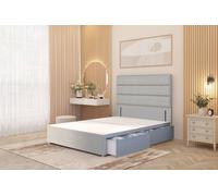 Somnior Chambery Divan Bed Frame 2 Drawers with Floor Standing Headboard Linen in Light Grey | Size: Small Double Somnior Light Grey Small Double