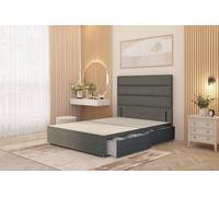 Somnior Chambery Divan Bed Frame 2 Drawers with Floor Standing Headboard Linen in Mid Grey | Size: Single