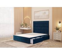Somnior Chambery Divan Bed Frame 4 Draw With Floor Standing Headboard Velvet In Navy Navy