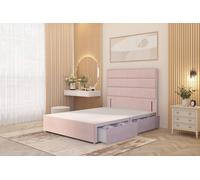 Somnior Chambery Divan Bed Frame 4 Draw With Floor Standing Headboard Velvet In Pink Pink