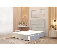 Somnior Chambery Divan Bed Frame 4 Draw with Floor Standing Headboard Velvet in Silver | Size: Small Double Somnior Silver Small Double