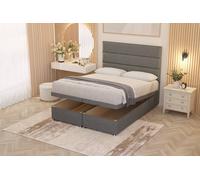 Somnior Chambery Hybrid Pocket Sprung Orthopaedic Ottoman Bed Set With Headboard Linen Fabric In Mid Grey Mid Grey