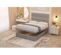 Somnior Chambery Hybrid Pocket Sprung Orthopaedic Ottoman Bed Set with Headboard Tweed Fabric in Grey | Size: Double Somnior Grey Double