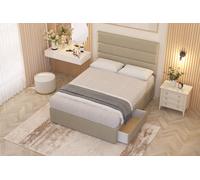 Somnior Chambery Linen Fabric Hybrid Pocket Sprung Orthopaedic Divan Bed Set with 2 Drawers & Upholstered Headboard in Beige | Size: King Somnior Beige King