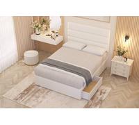 Somnior Chambery Plush Velvet Hybrid Pocket Sprung Orthopaedic Divan Bed Set With 2 Drawers & Upholstered Headboard In White White