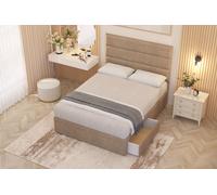 Somnior Chambery Plush Velvet Hybrid Pocket Sprung Orthopaedic Divan Bed Set with 2 Drawers & Upholstered Headboard in Beige | Size: Small Single Somnior Beige Small Single